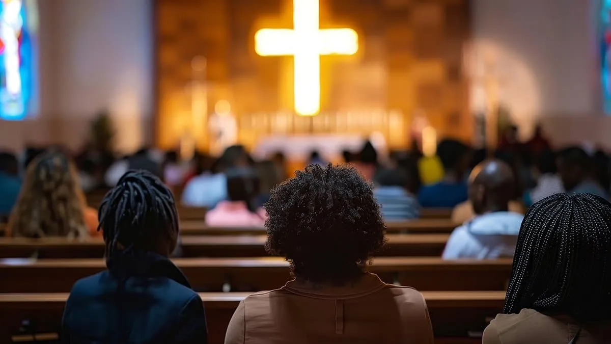 people worshiping in church